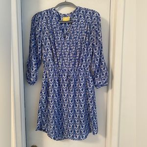Anthropologie Maeve Blue Patterned Dress Size Small